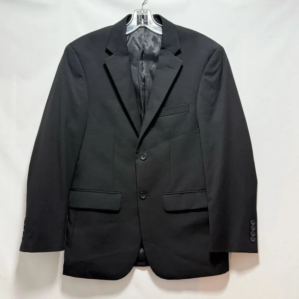 Pronto Uomo Platinum Men’s 100% Wool Black Suit 36 Short